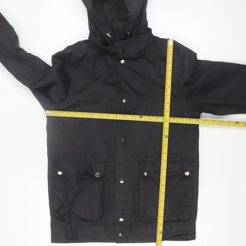 Burton Menswear London Men's Black Small Hooded Cotton Windbreaker Jacket