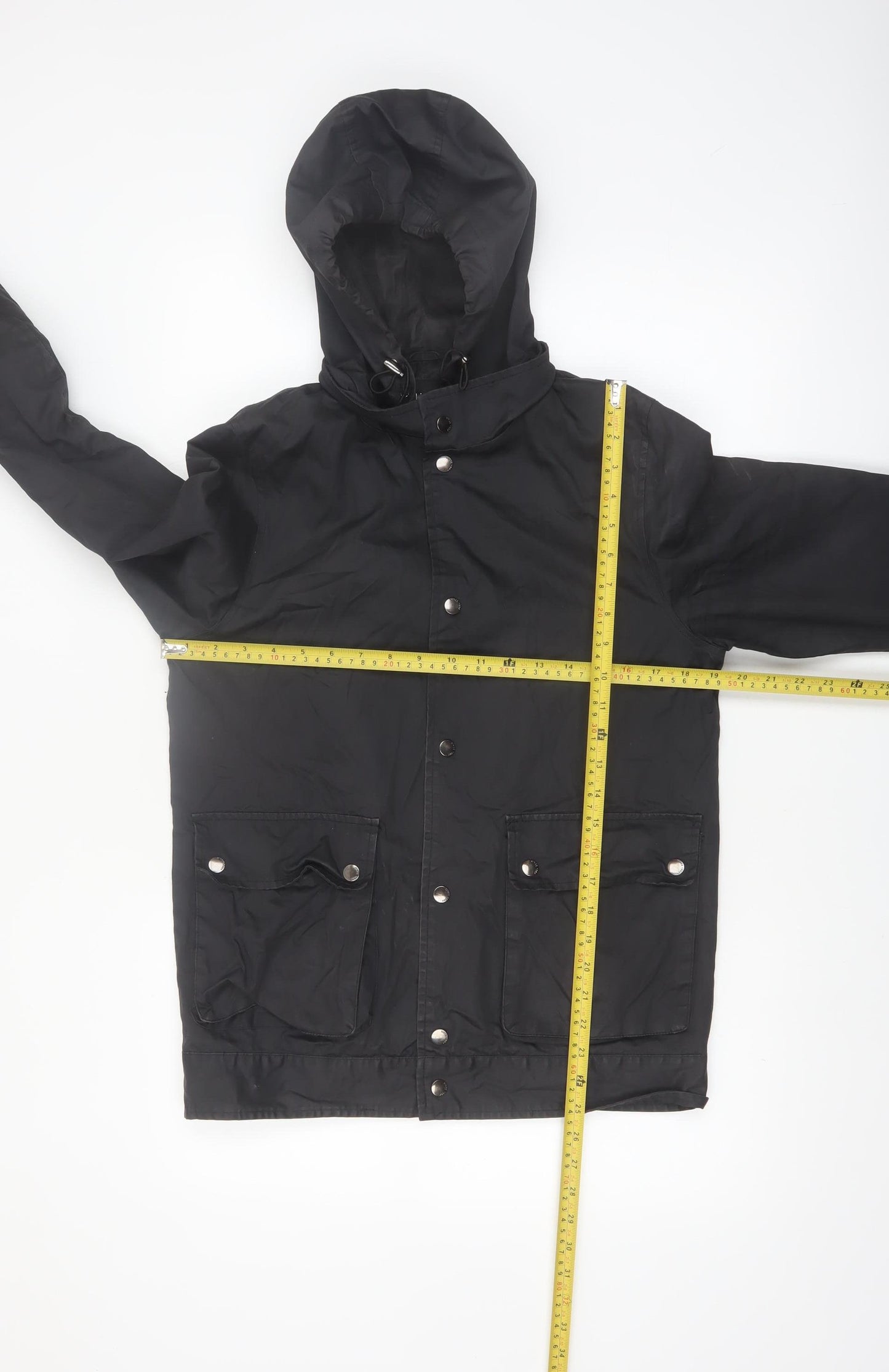 Burton Menswear London Men's Black Small Hooded Cotton Windbreaker Jacket