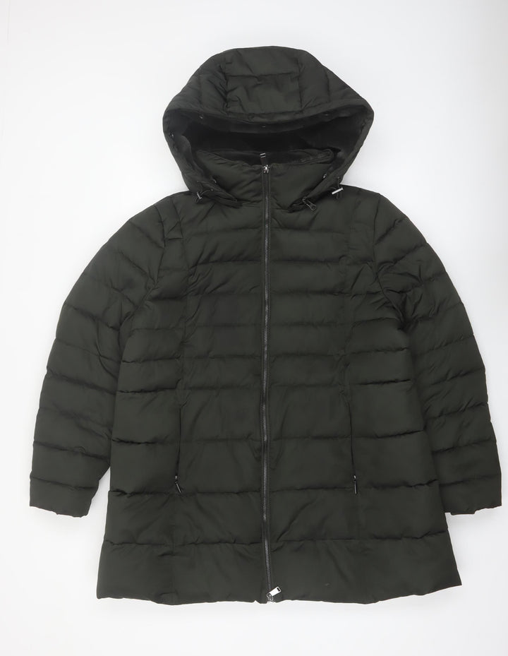Marks and Spencer Per Una Women's Black Size 18 Hooded Puffer Coat