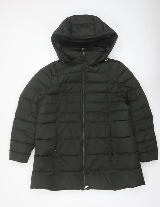 Marks and Spencer Per Una Women's Black Size 18 Hooded Puffer Coat
