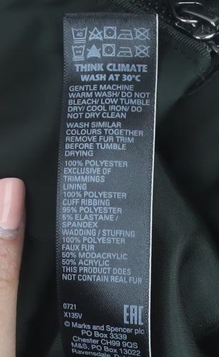 Marks and Spencer Per Una Women's Black Size 18 Hooded Puffer Coat