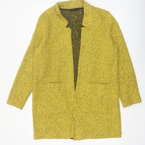 M&Co Women Yellow Size 14 Open Front Tweed Coatigan