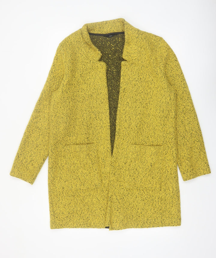 M&Co Women Yellow Size 14 Open Front Tweed Coatigan