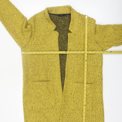 M&Co Women Yellow Size 14 Open Front Tweed Coatigan