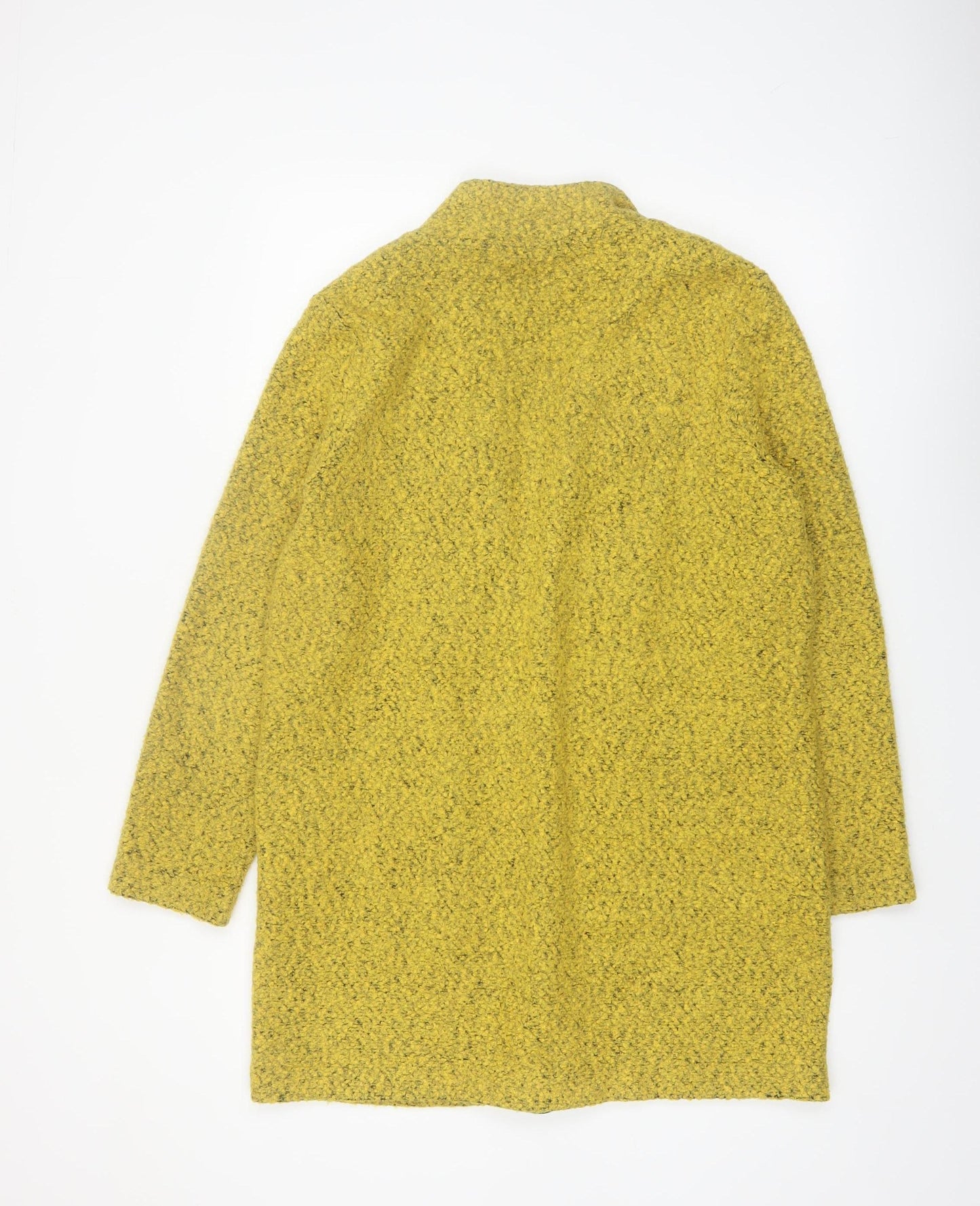 M&Co Women Yellow Size 14 Open Front Tweed Coatigan