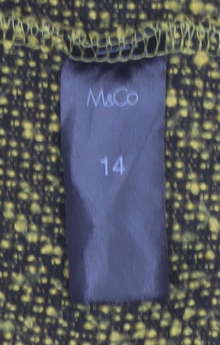 M&Co Women Yellow Size 14 Open Front Tweed Coatigan