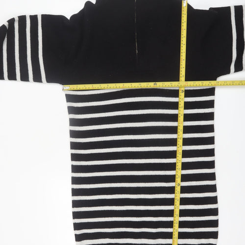 Oliver Bonas Women’s Black Striped Half Zip High Neck Jumper Size 10