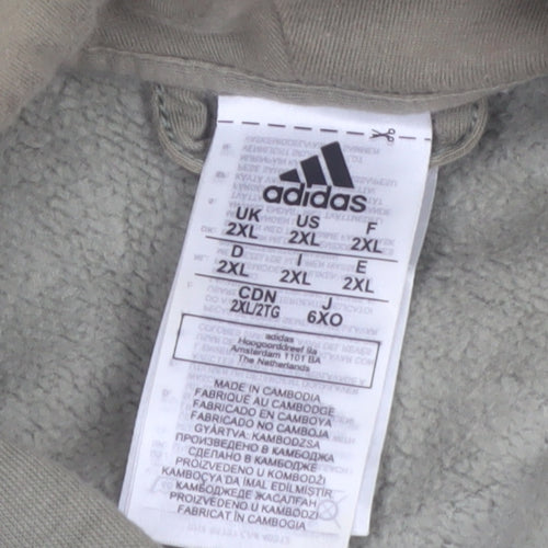 Adidas Men’s Green Full Zip Hoodie 2XL Sports Fleece Sweatshirt
