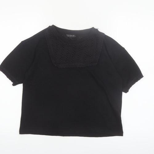 Topshop Women’s Black Lace Detail Cropped T-Shirt Size 10