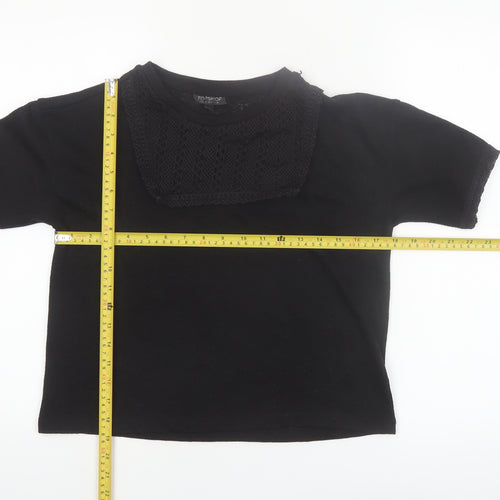 Topshop Women’s Black Lace Detail Cropped T-Shirt Size 10