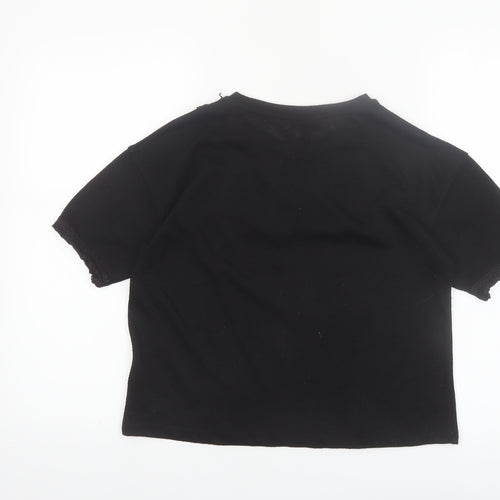 Topshop Women’s Black Lace Detail Cropped T-Shirt Size 10