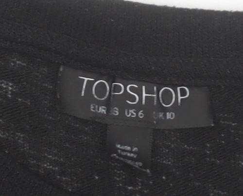 Topshop Women’s Black Lace Detail Cropped T-Shirt Size 10