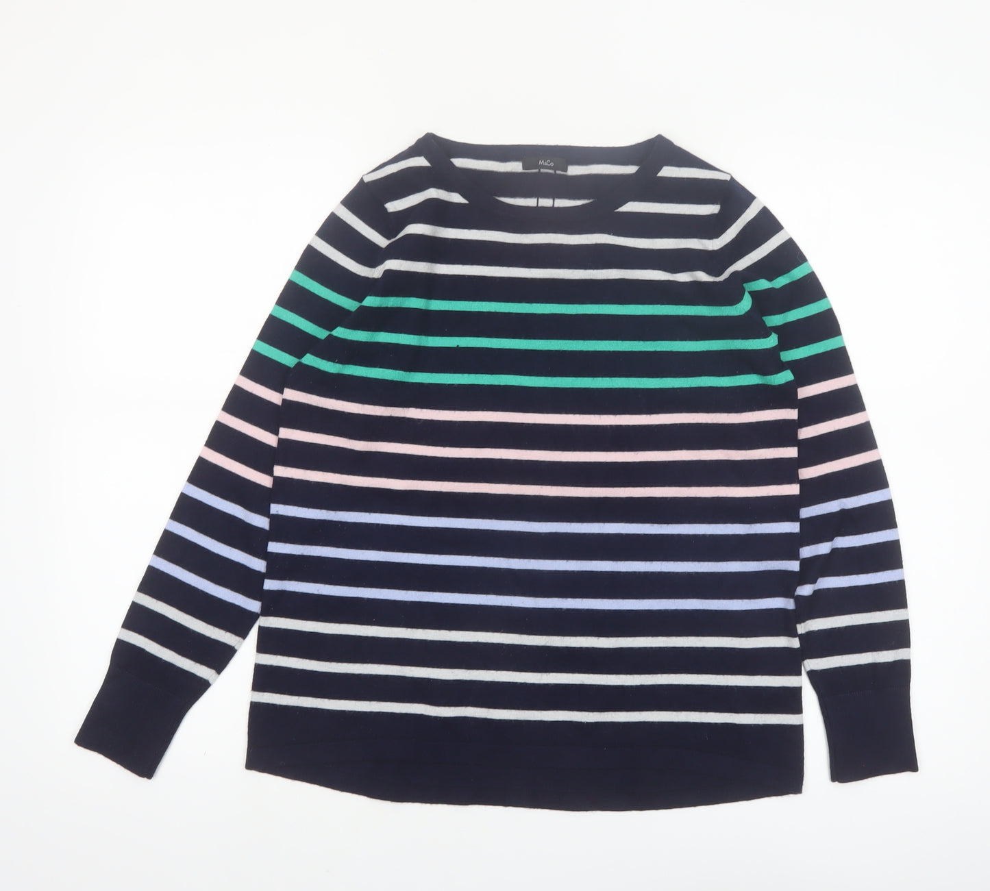 M&Co Womens Multicoloured Striped Button Back Cardigan Size 12