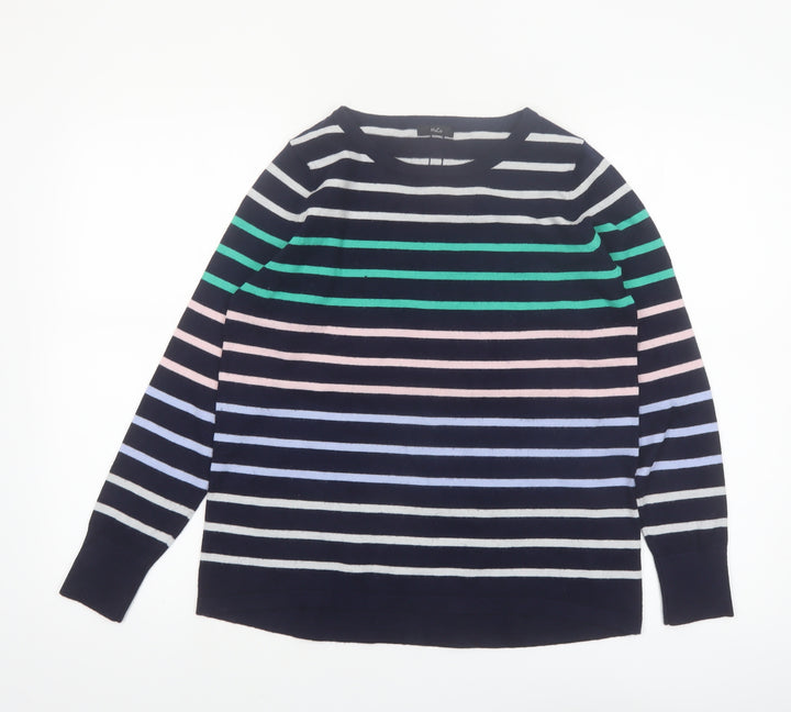 M&Co Womens Multicoloured Striped Button Back Cardigan Size 12