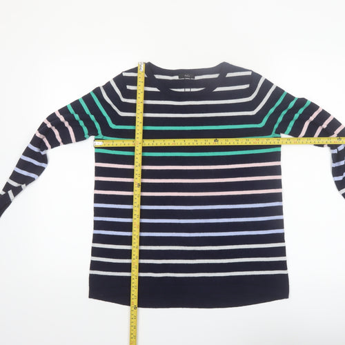 M&Co Womens Multicoloured Striped Button Back Cardigan Size 12