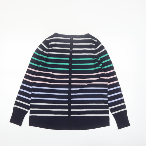 M&Co Womens Multicoloured Striped Button Back Cardigan Size 12