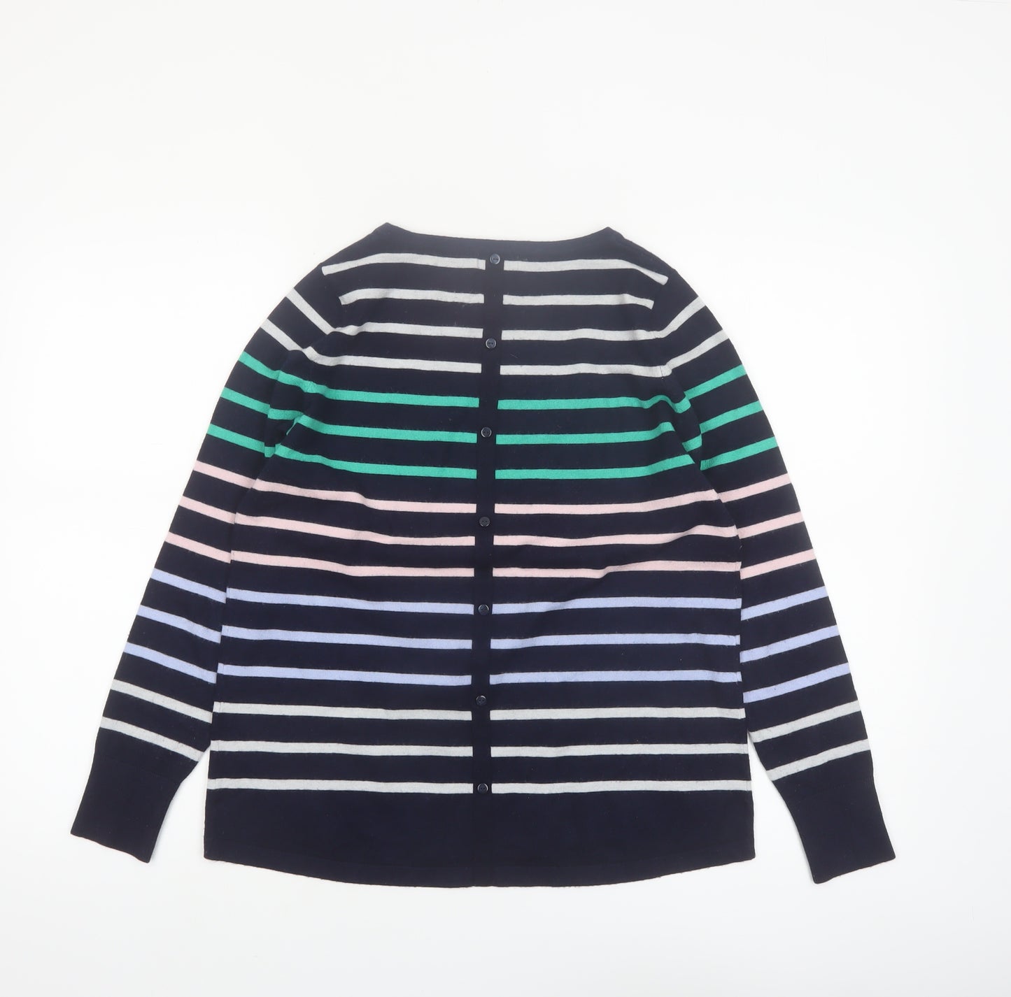 M&Co Womens Multicoloured Striped Button Back Cardigan Size 12