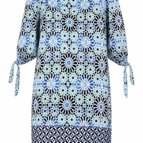 Wallis Women Blue Geometric Off Shoulder Shift Dress Size 10
