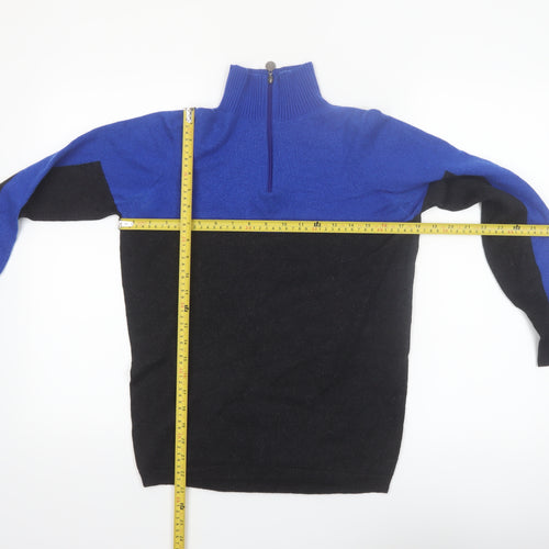 Snow Finel Womens Blue Merino Wool High Neck 1/2 Zip Jumper M
