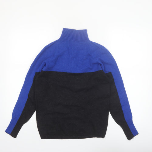 Snow Finel Womens Blue Merino Wool High Neck 1/2 Zip Jumper M