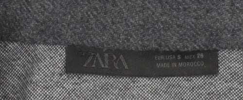 ZARA Women’s Grey Cropped Bomber Jacket Size S Full Zip Twill