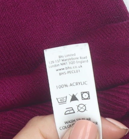BHS Women’s Petite Hot Pink V-Neck 3/4 Sleeve Acrylic Jumper Size 16