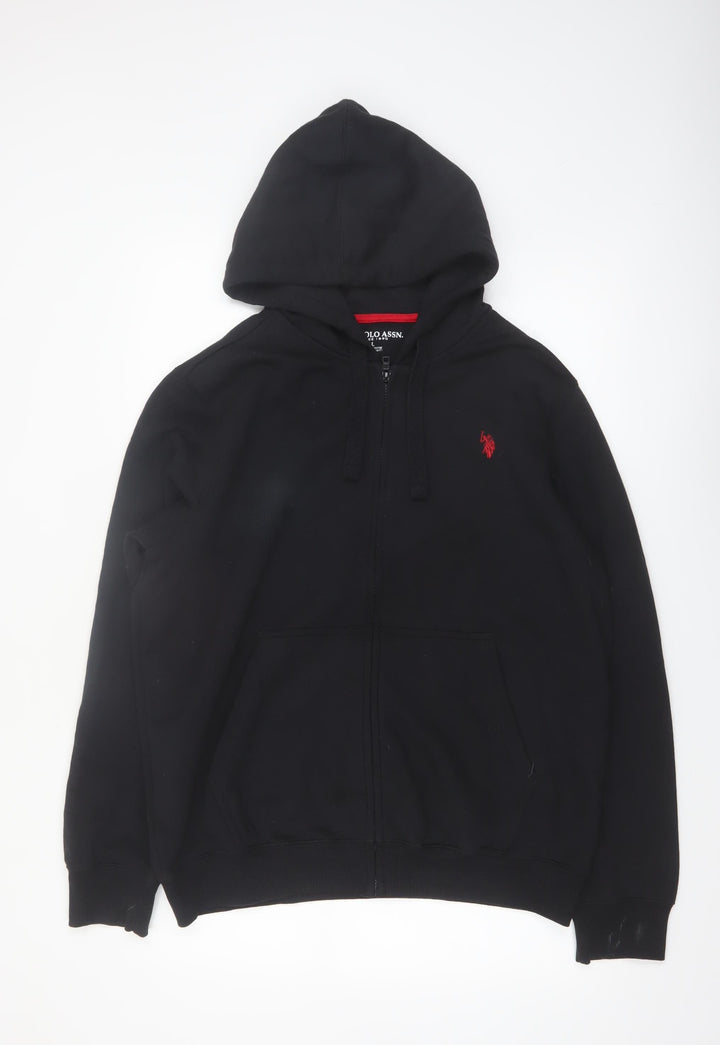 U.S. Polo Assn. Men's Black Full Zip Hoodie Size L Regular Fit