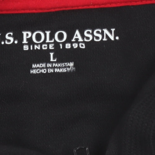 U.S. Polo Assn. Men's Black Full Zip Hoodie Size L Regular Fit