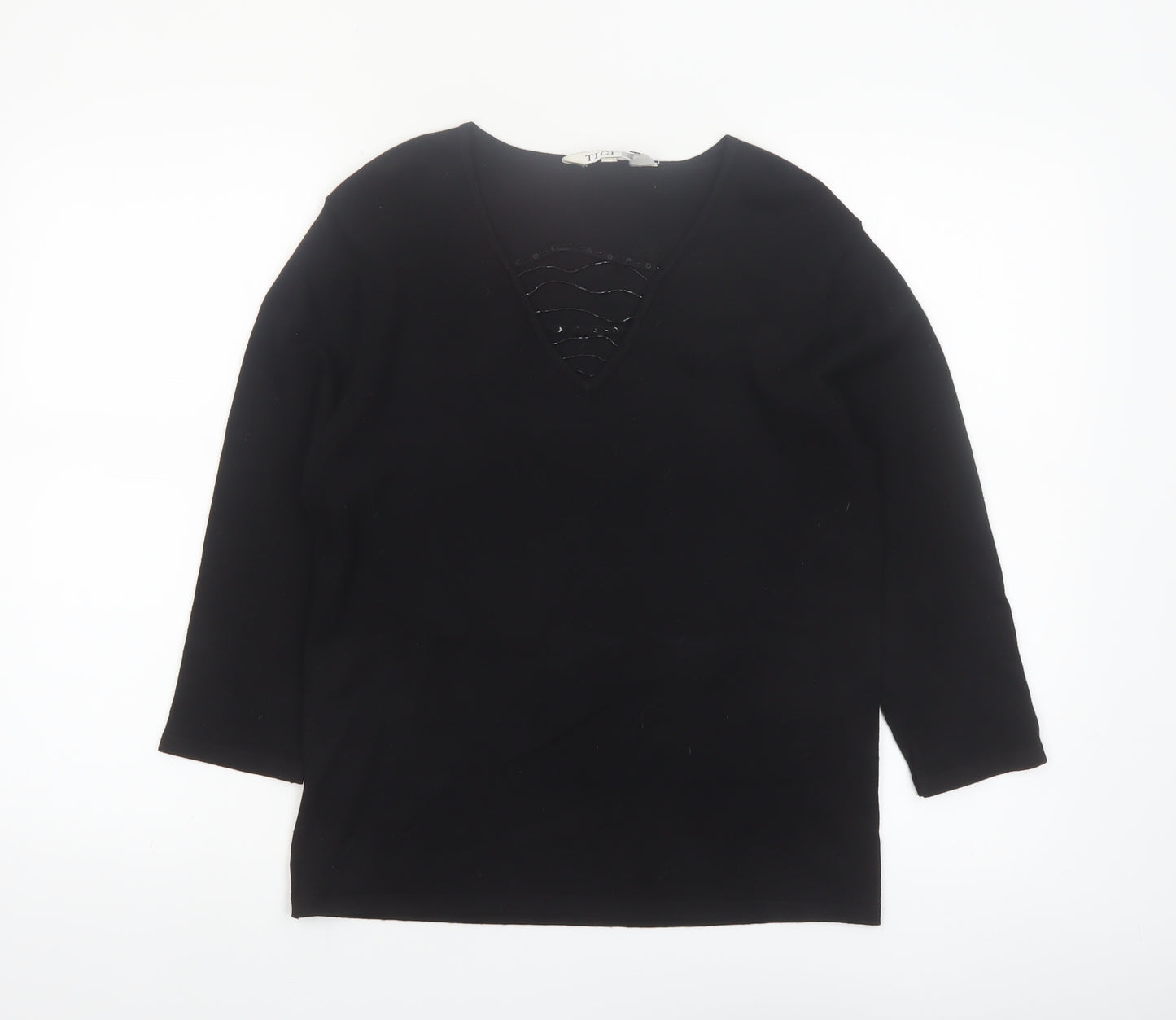 Tigi Wear Women’s Black V-Neck 3/4 Sleeve Pullover Jumper Size 10