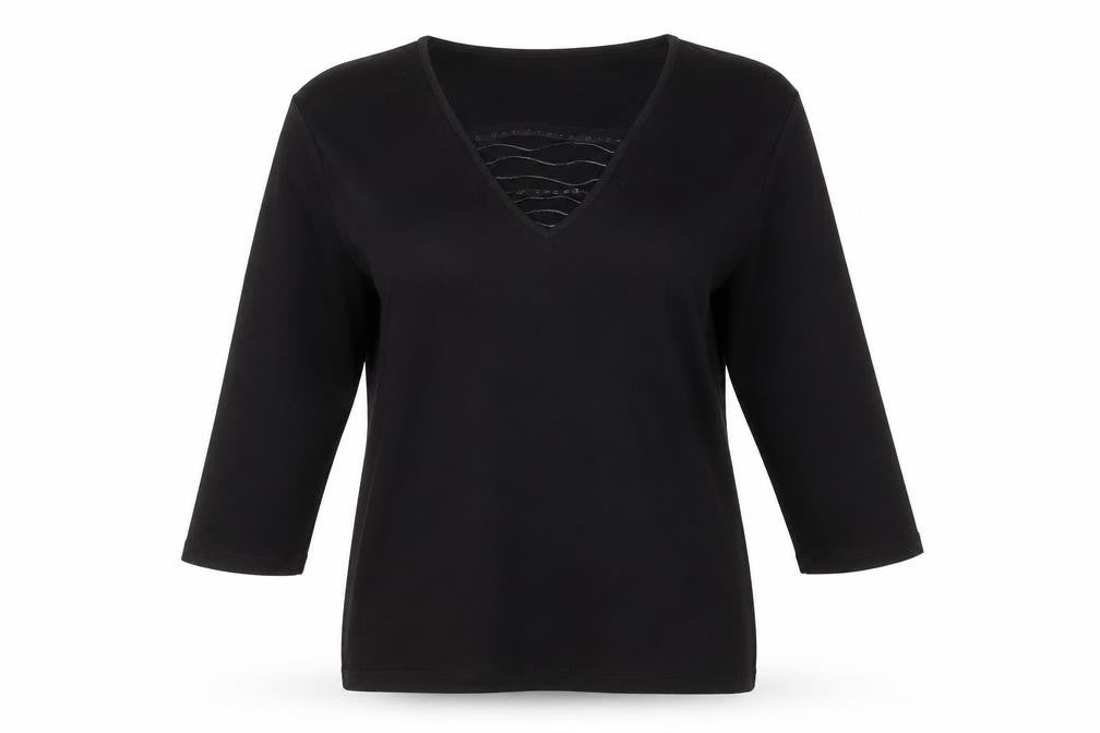 Tigi Wear Women’s Black V-Neck 3/4 Sleeve Pullover Jumper Size 10