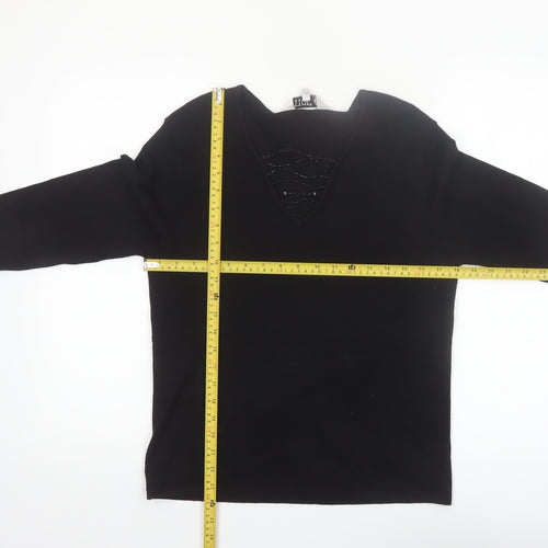 Tigi Wear Women’s Black V-Neck 3/4 Sleeve Pullover Jumper Size 10