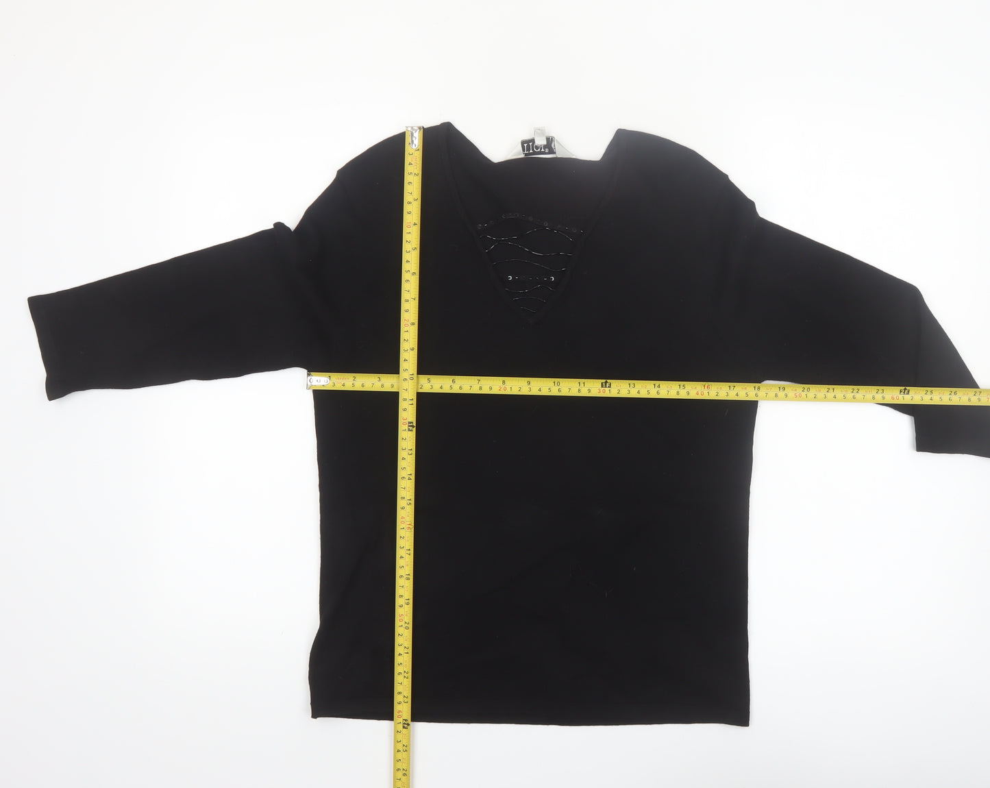 Tigi Wear Women’s Black V-Neck 3/4 Sleeve Pullover Jumper Size 10