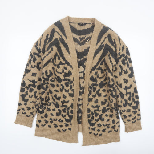 Lipsy London Womens Beige Leopard Print Cardigan Medium Knit