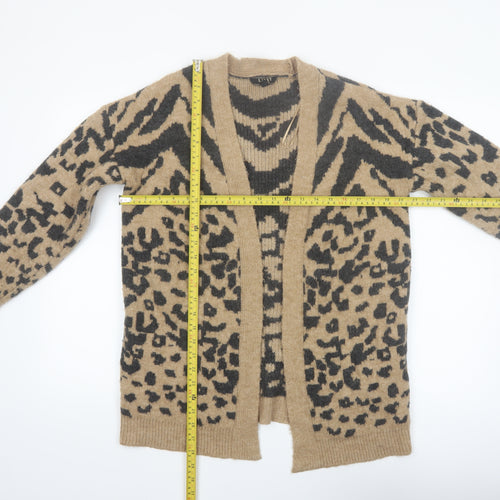 Lipsy London Womens Beige Leopard Print Cardigan Medium Knit