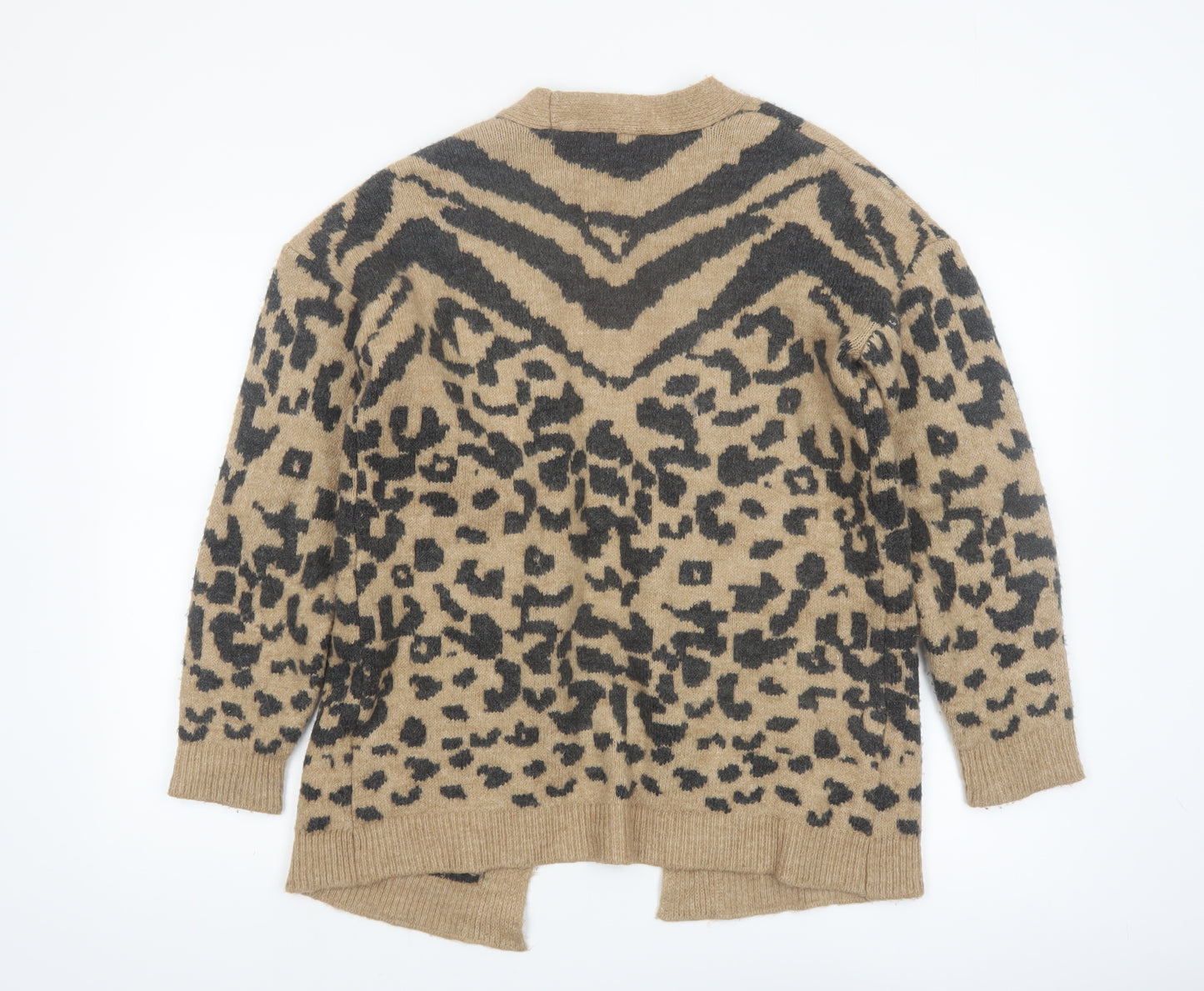 Lipsy London Womens Beige Leopard Print Cardigan Medium Knit