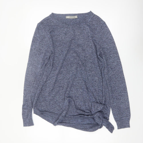 ASOS Women Blue Knit Tie Hem Jumper Size 12 Crew Neck Pullover