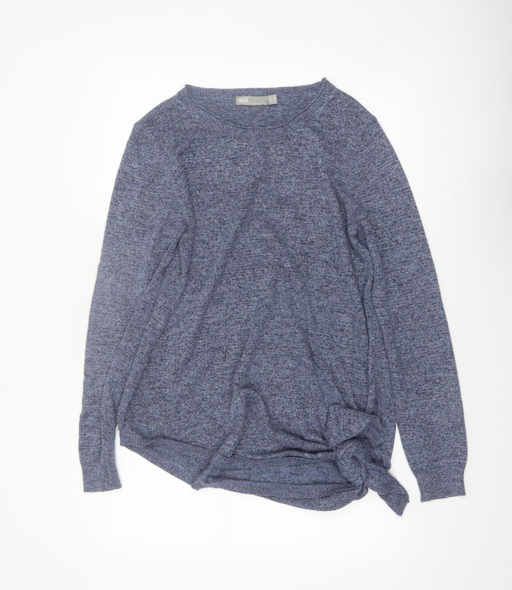 ASOS Women Blue Knit Tie Hem Jumper Size 12 Crew Neck Pullover