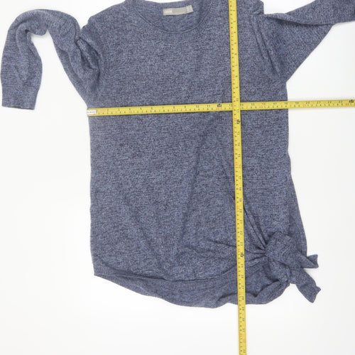 ASOS Women Blue Knit Tie Hem Jumper Size 12 Crew Neck Pullover