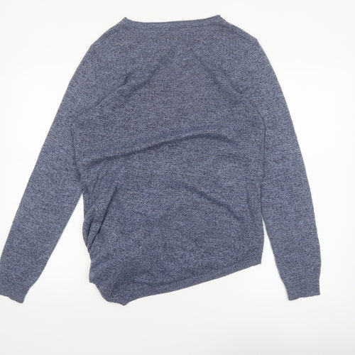 ASOS Women Blue Knit Tie Hem Jumper Size 12 Crew Neck Pullover