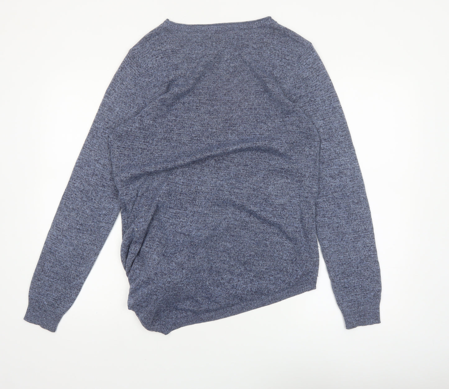 ASOS Women Blue Knit Tie Hem Jumper Size 12 Crew Neck Pullover