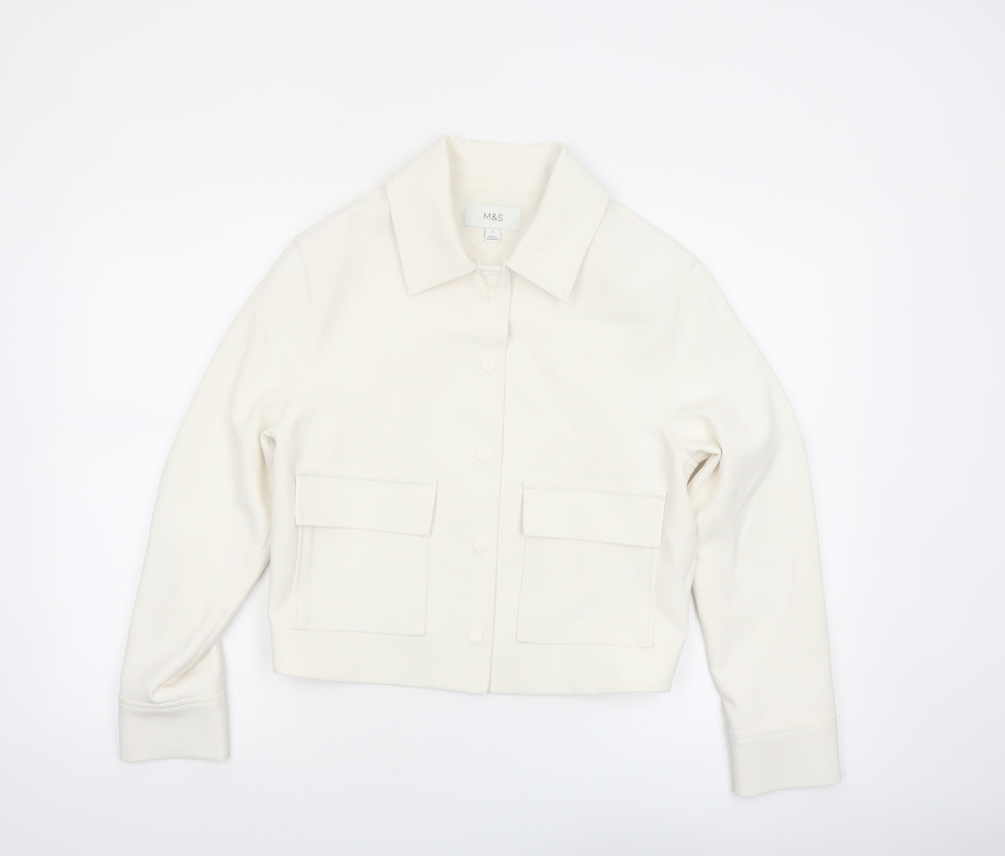 Marks and Spencer Women's Ivory Cropped Jacket Size 6 Classic Style