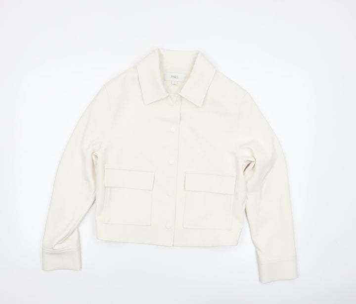 Marks and Spencer Women's Ivory Cropped Jacket Size 6 Classic Style