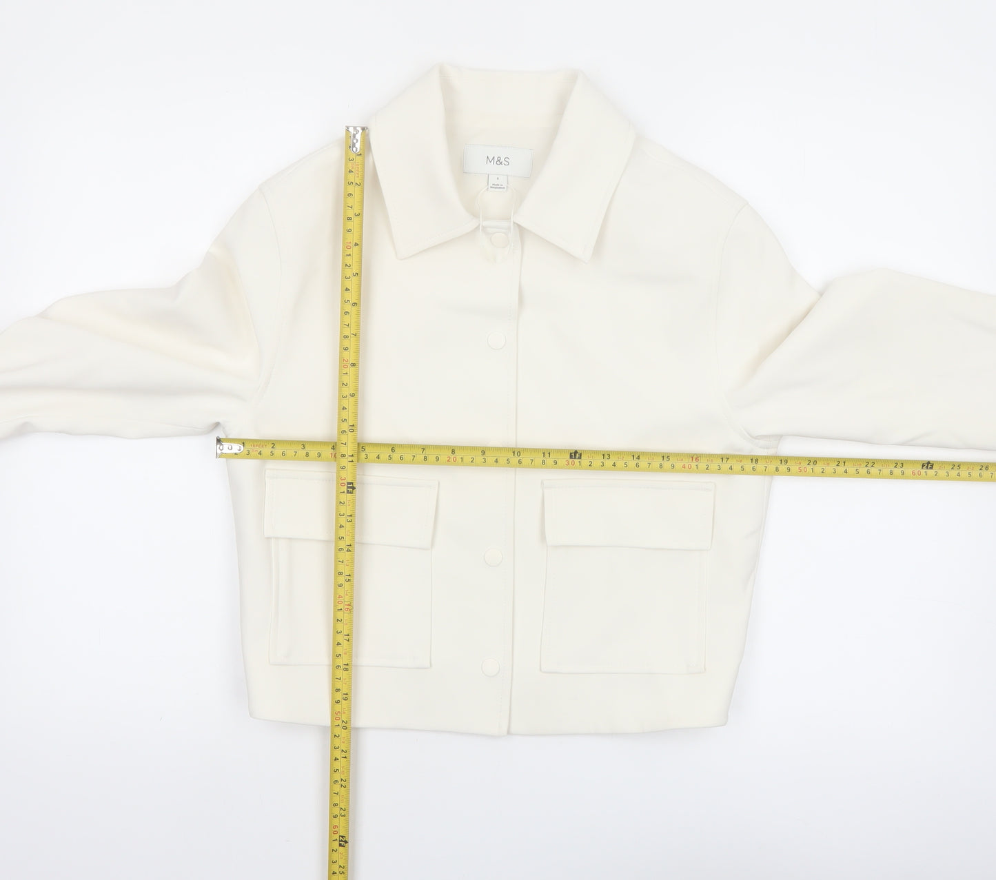 Marks and Spencer Women's Ivory Cropped Jacket Size 6 Classic Style