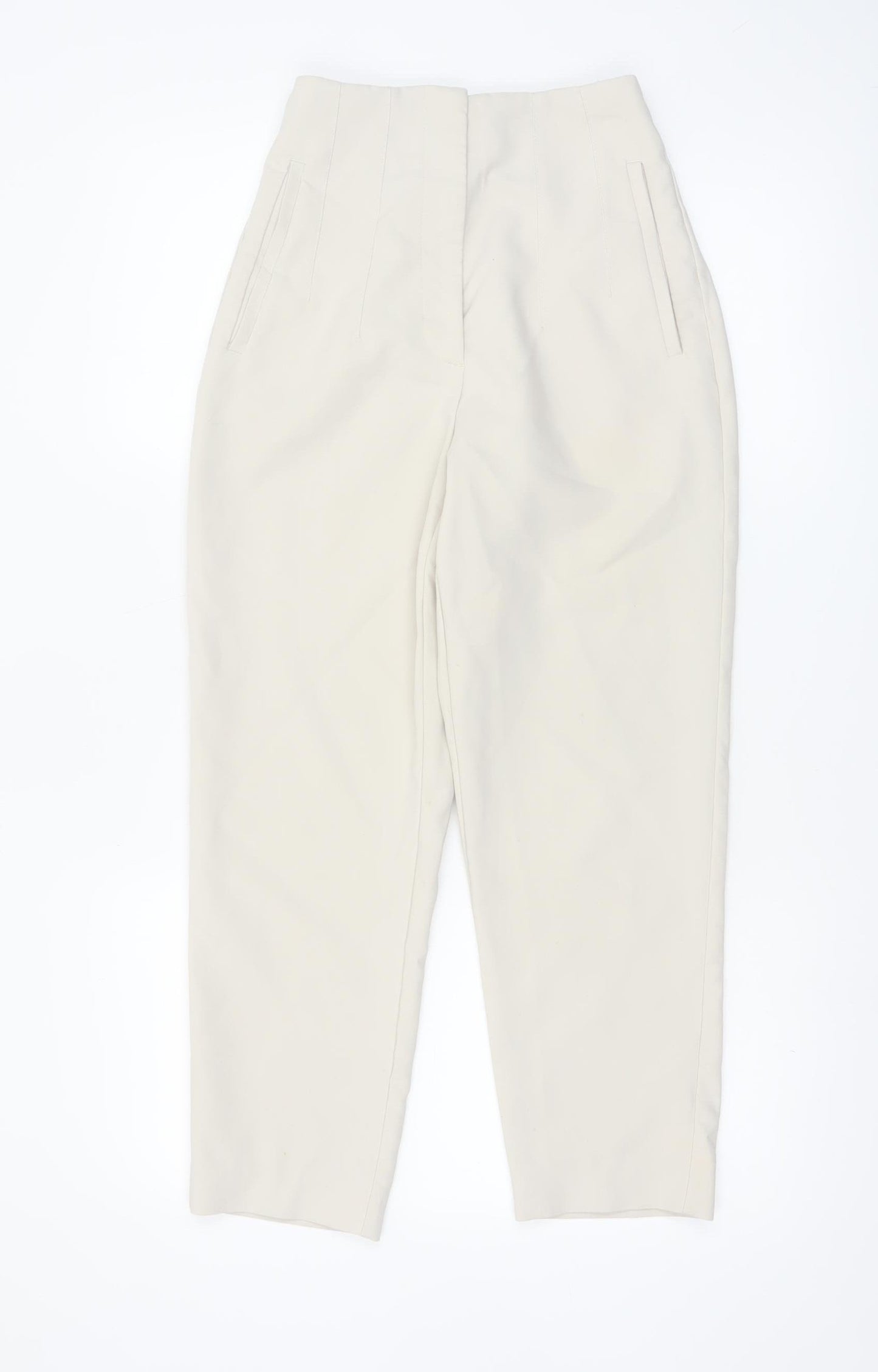 ZARA Women's Beige High Rise Tailored Tapered Trousers XS