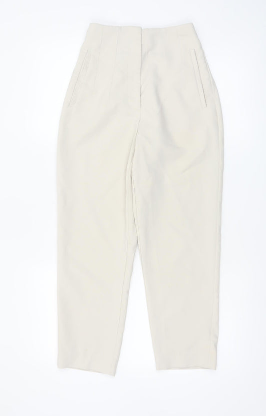 ZARA Women's Beige High Rise Tailored Tapered Trousers XS