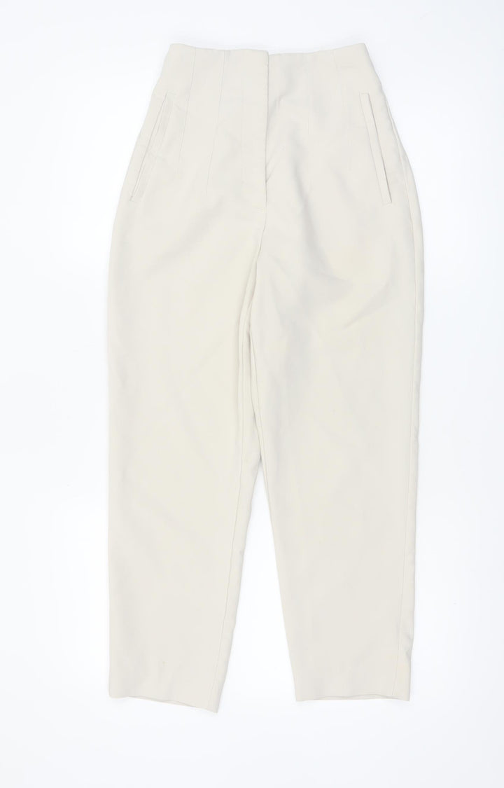 ZARA Women's Beige High Rise Tailored Tapered Trousers XS