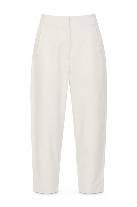 Front view of Zara Women's Beige High Rise Tailored Tapered Trousers XS
