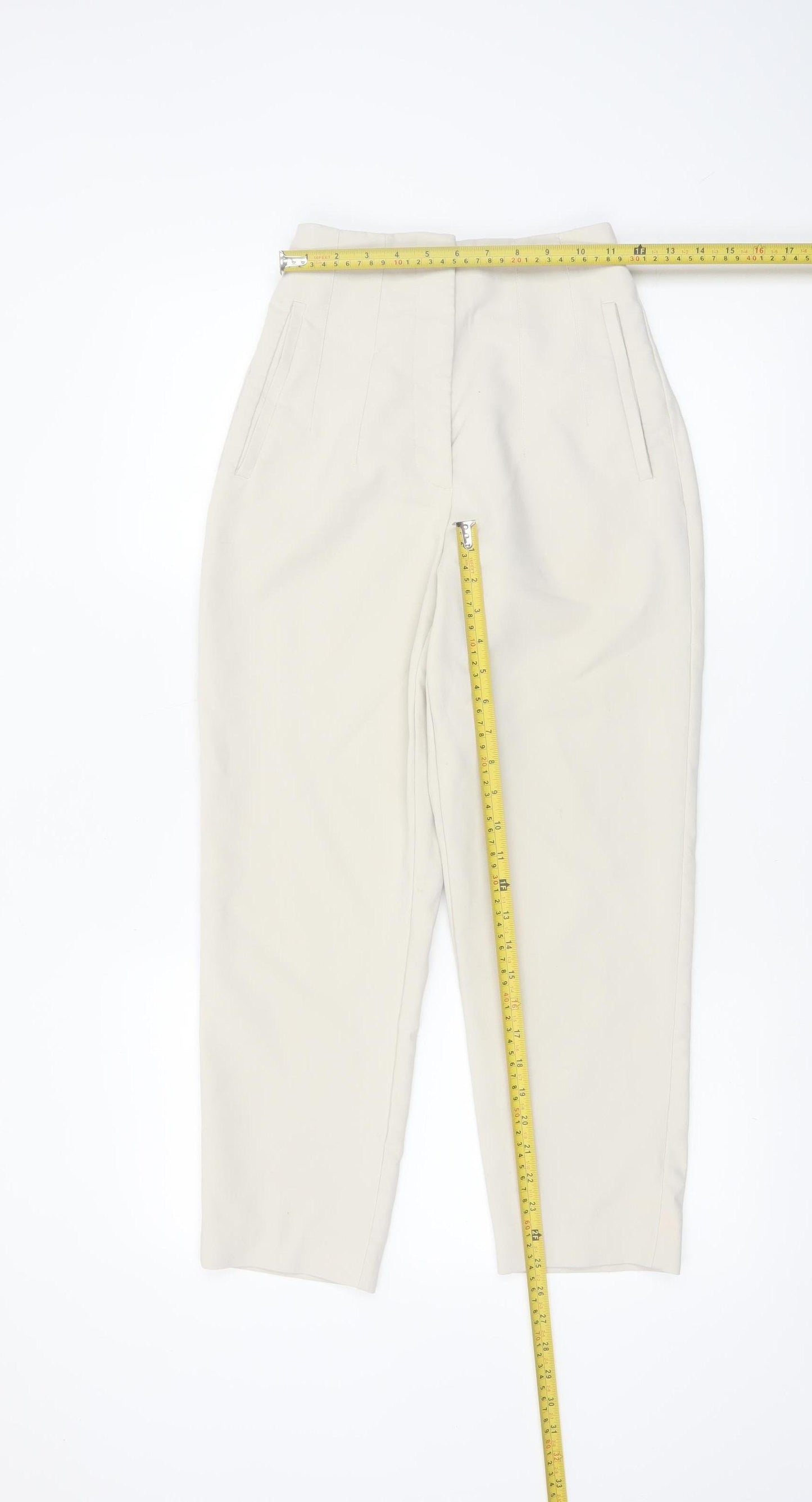 ZARA Women's Beige High Rise Tailored Tapered Trousers XS