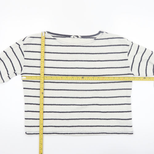 H&M Women’s White Striped Boat Neck Knit Jumper Size 12
