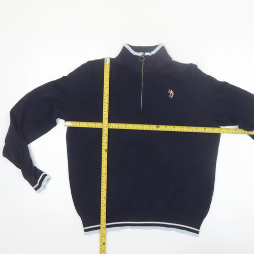 U.S. Polo Assn. Women's Navy Blue Cotton 1/4 Zip Jumper Size 14
